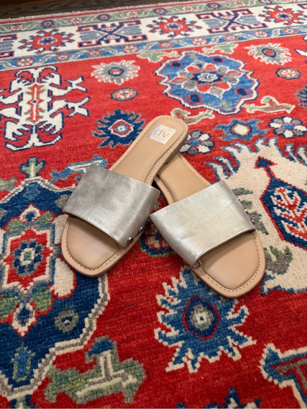 DV by Dolce Vita Silver Metallic Slide Mules